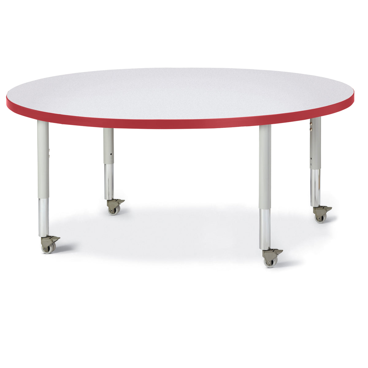 6433JCM008, Berries Round Activity Table - 48" Diameter, Mobile - Freckled Gray/Red/Gray