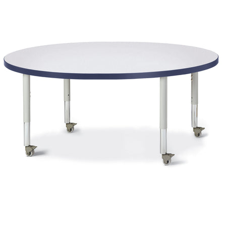 6433JCM112, Berries Round Activity Table - 48" Diameter, Mobile - Freckled Gray/Navy/Gray