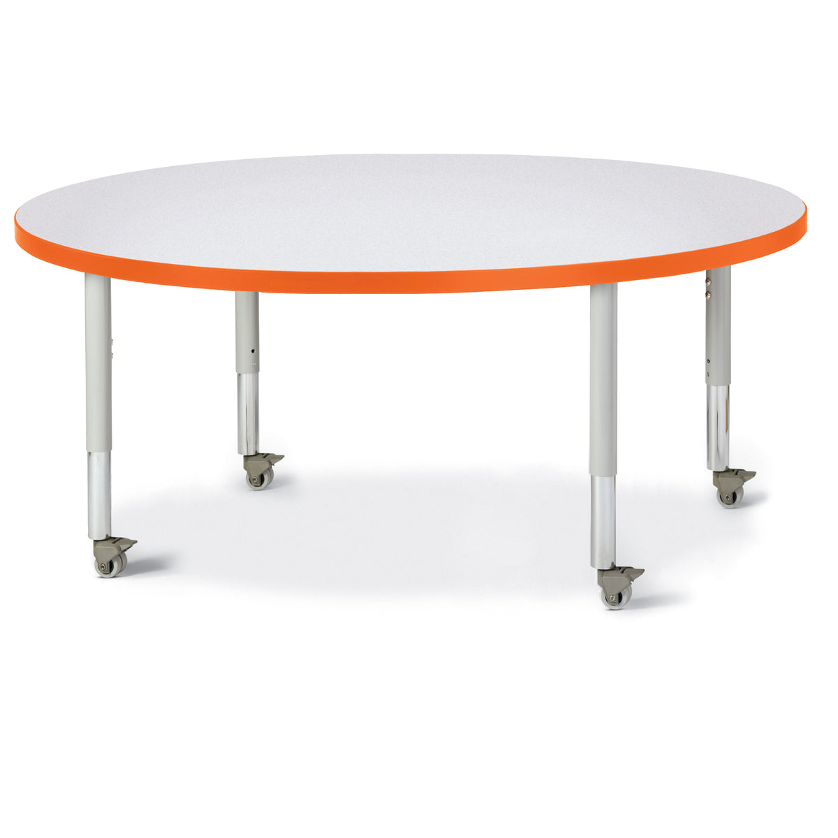 6433JCM114, Berries Round Activity Table - 48" Diameter, Mobile - Freckled Gray/Orange/Gray