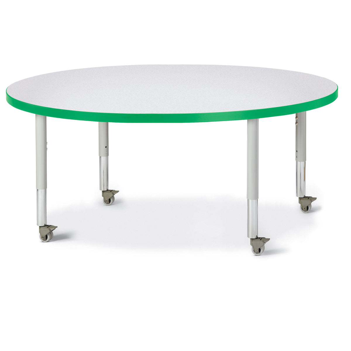 6433JCM119, Berries Round Activity Table - 48" Diameter, Mobile - Freckled Gray/Green/Gray