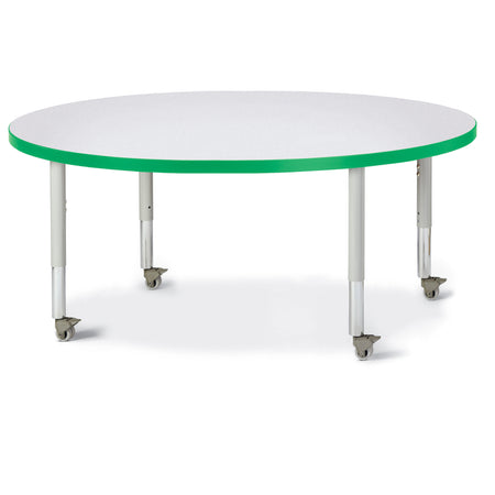 6433JCM119, Berries Round Activity Table - 48" Diameter, Mobile - Freckled Gray/Green/Gray