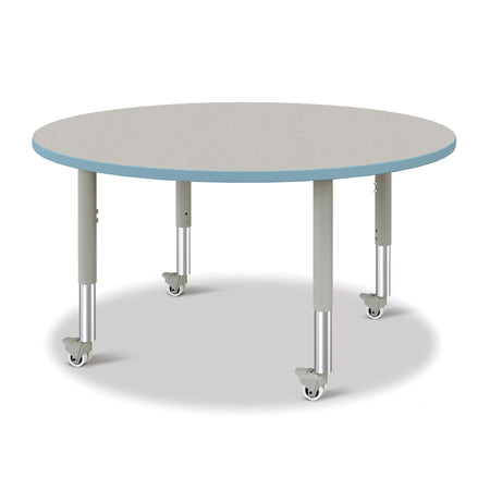 6433JCM131, Berries Round Activity Table - 48" Diameter, Mobile - Freckled Gray/Coastal Blue/Gray