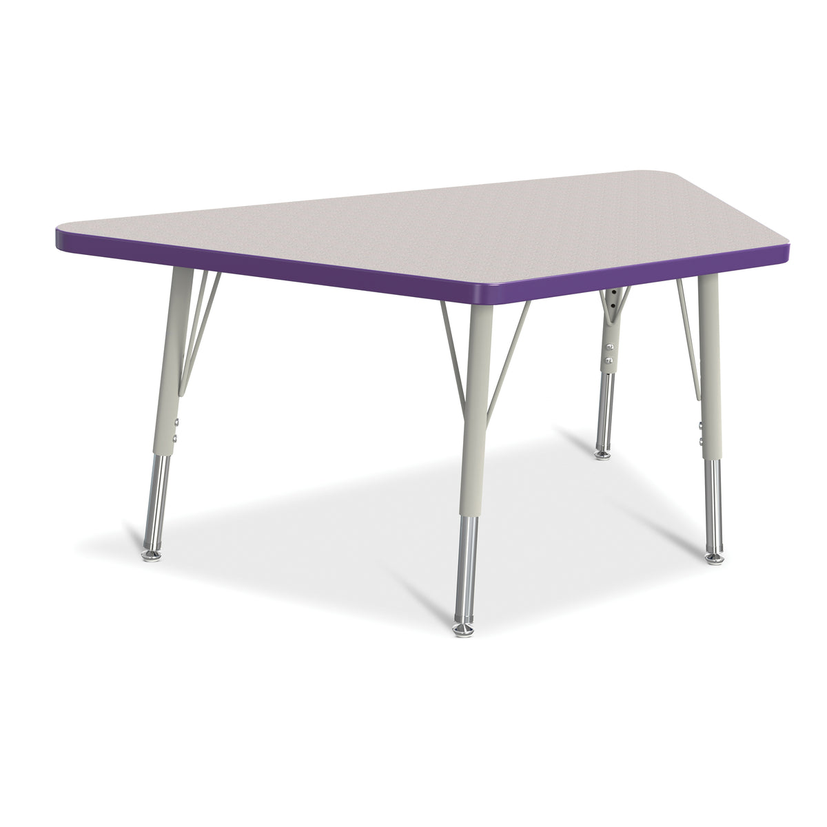 6438JCE004, Berries Trapezoid Activity Tables - 24" X 48", E-height - Freckled Gray/Purple/Gray