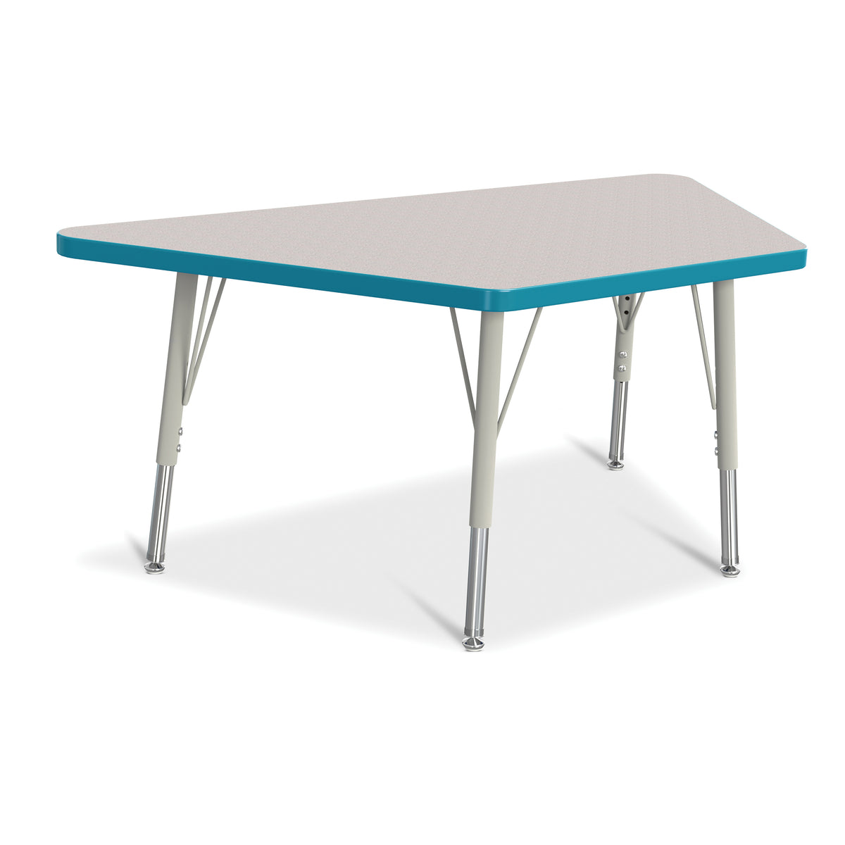 6438JCE005, Berries Trapezoid Activity Tables - 24" X 48", E-height - Freckled Gray/Teal/Gray