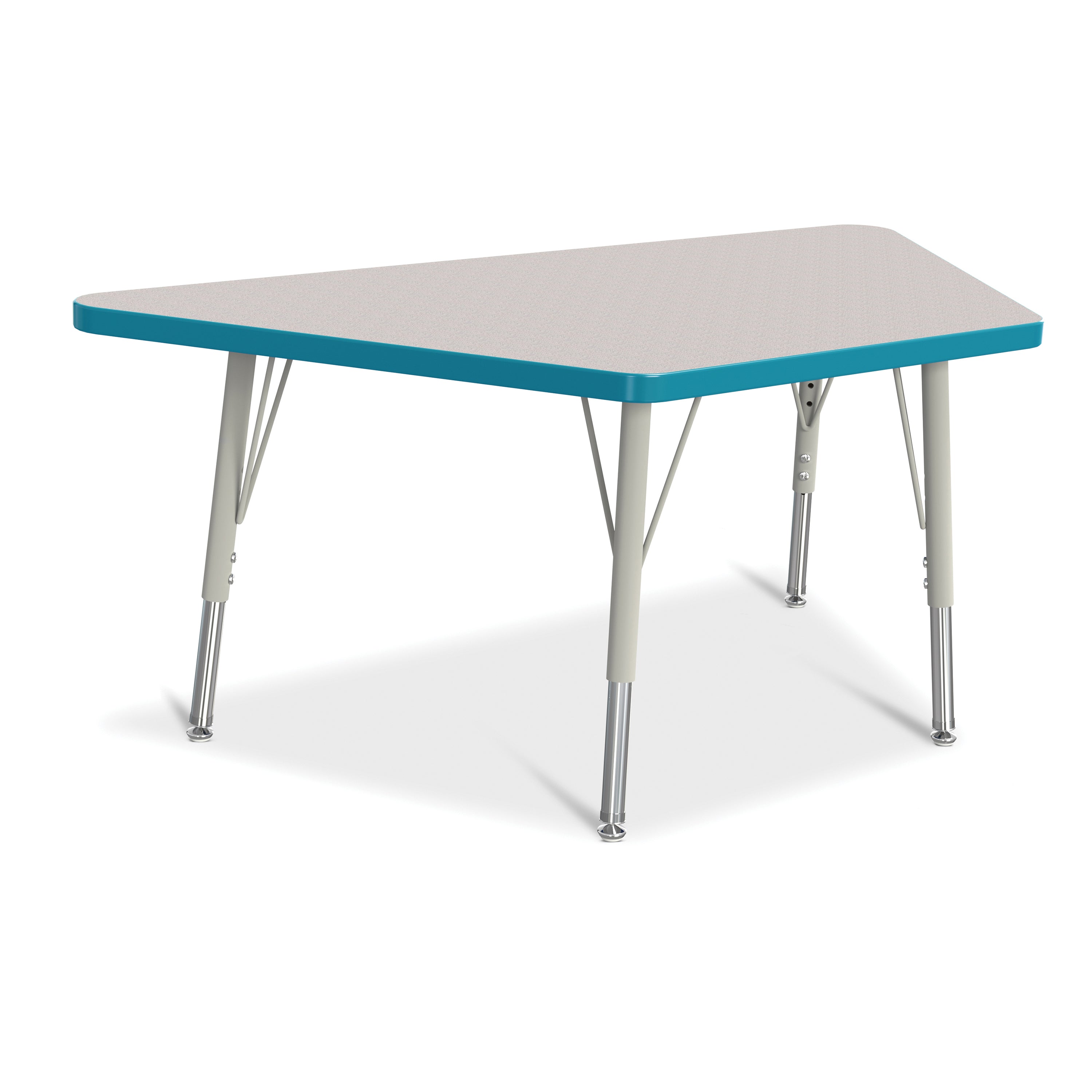 6438JCE005, Berries Trapezoid Activity Tables - 24" X 48", E-height - Freckled Gray/Teal/Gray