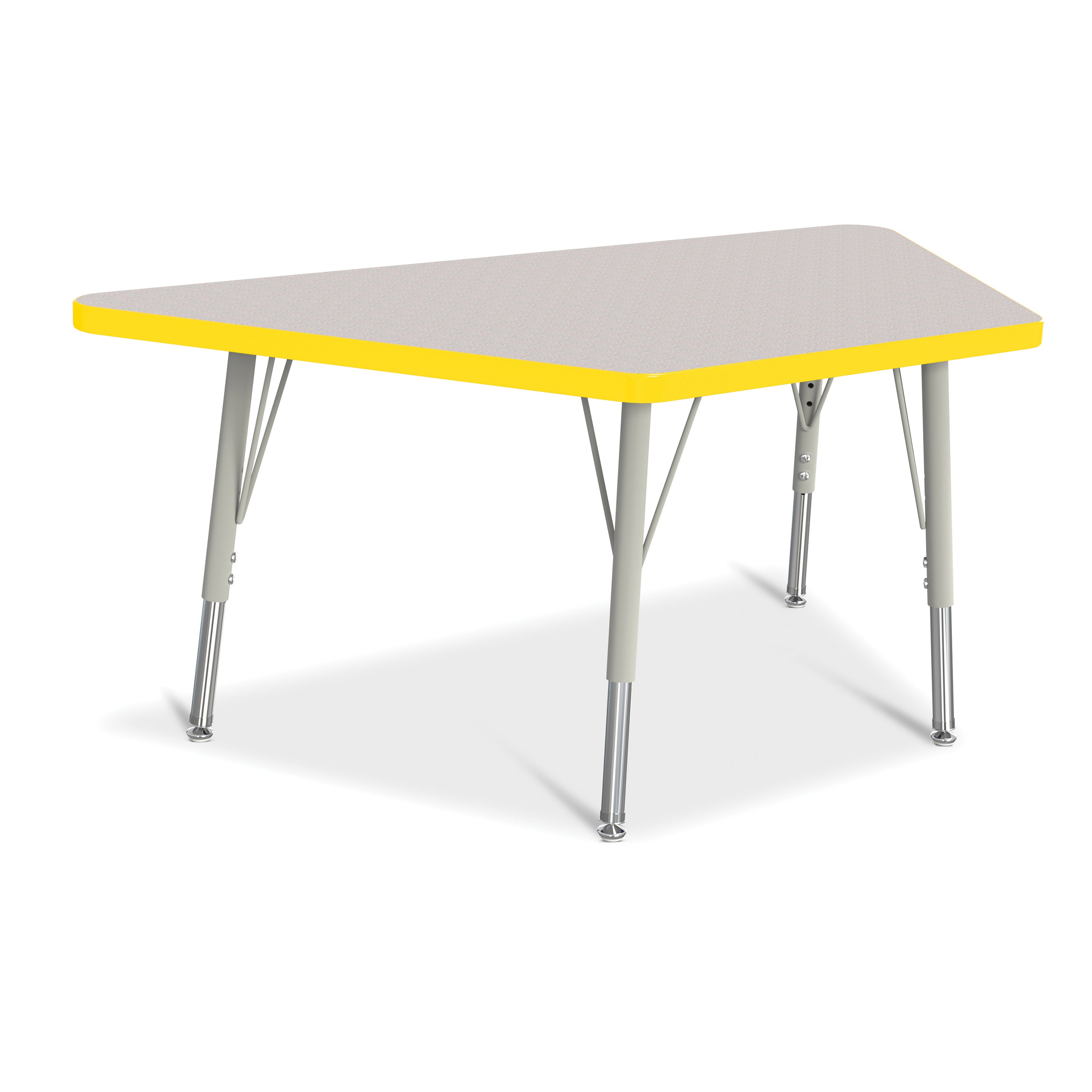 6438JCE007, Berries Trapezoid Activity Tables - 24" X 48", E-height - Freckled Gray/Yellow/Gray