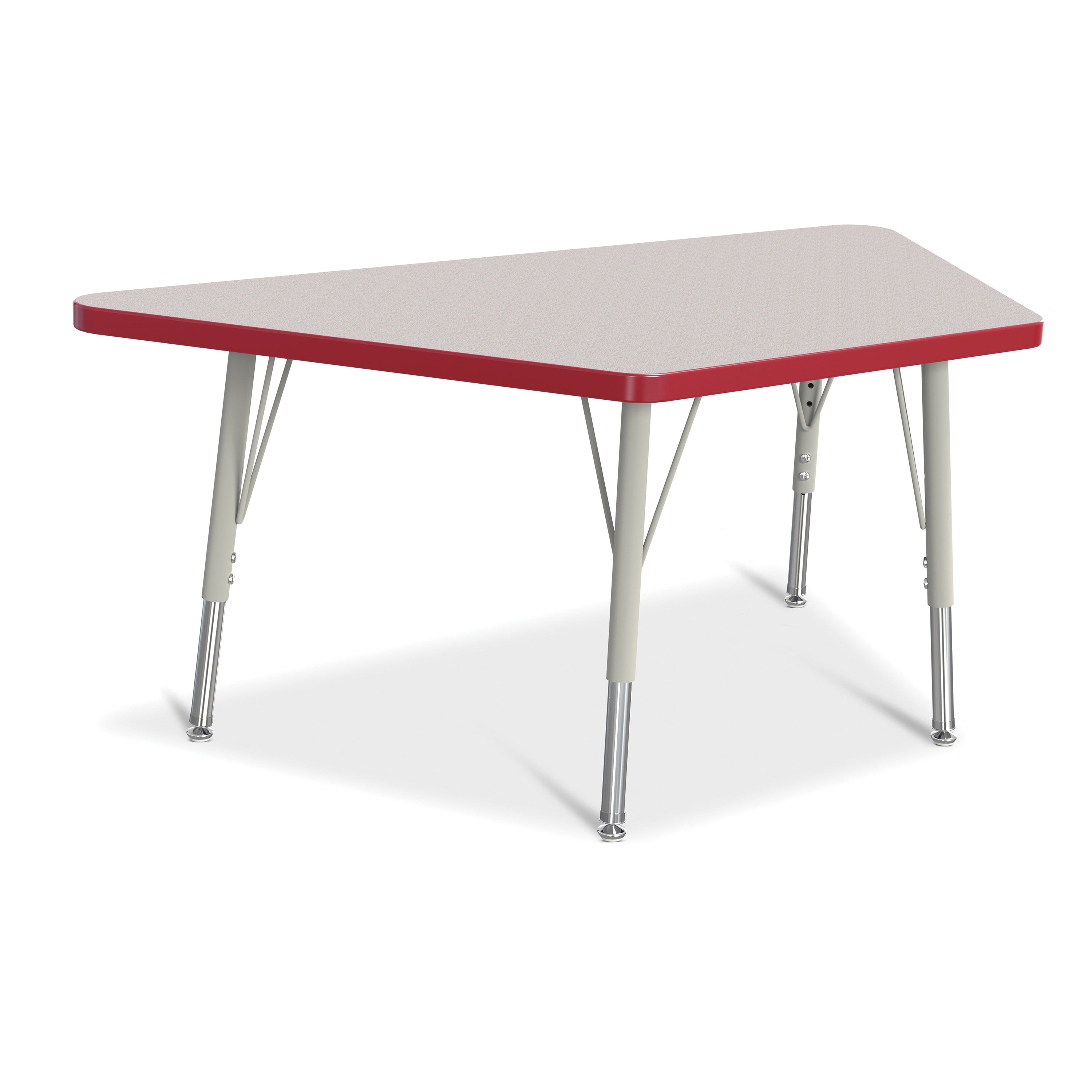 6438JCE008, Berries Trapezoid Activity Tables - 24" X 48", E-height - Freckled Gray/Red/Gray