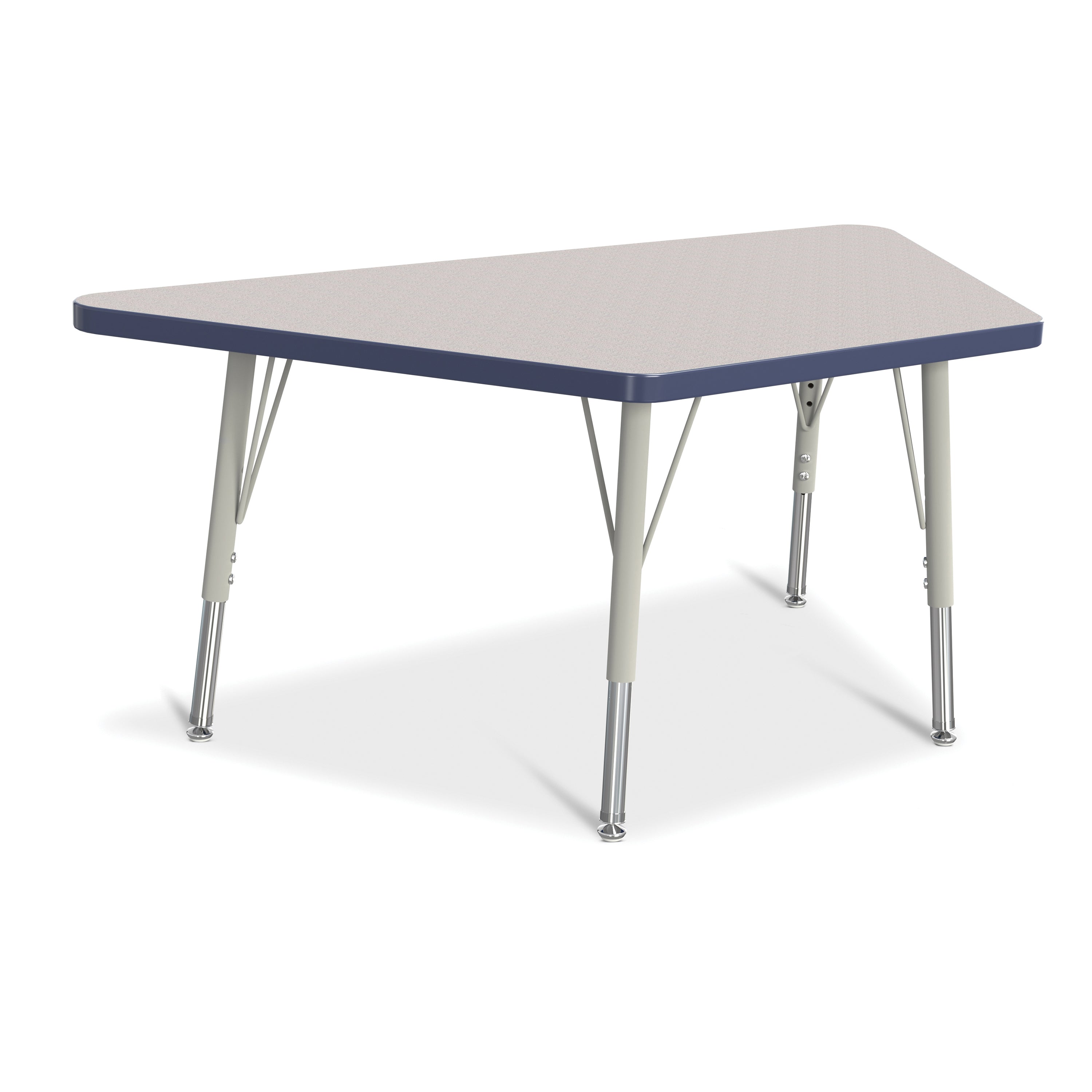 6438JCE112, Berries Trapezoid Activity Tables - 24" X 48", E-height - Freckled Gray/Navy/Gray