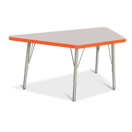 6438JCE114, Berries Trapezoid Activity Tables - 24" X 48", E-height - Freckled Gray/Orange/Gray