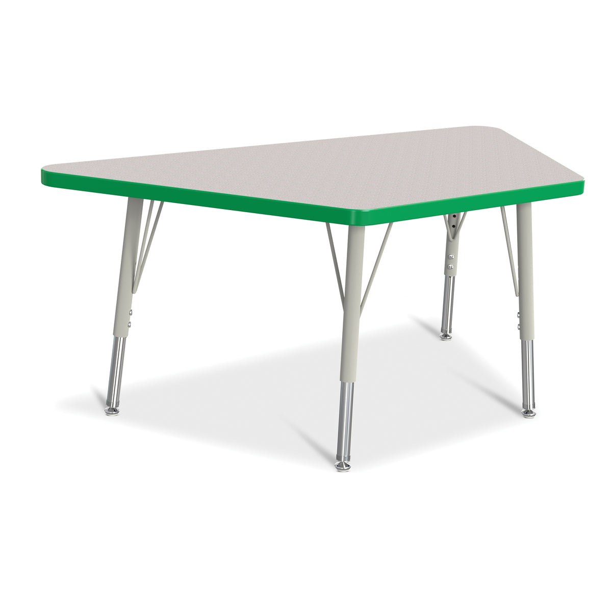 6438JCE119, Berries Trapezoid Activity Tables - 24" X 48", E-height - Freckled Gray/Green/Gray