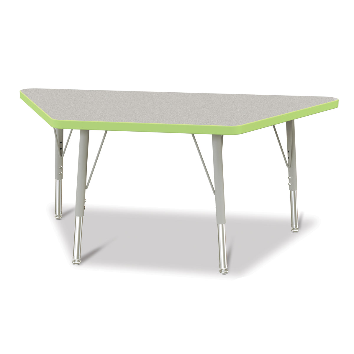6438JCE130, Berries Trapezoid Activity Tables - 24" X 48", E-height - Freckled Gray/Key Lime/Gray