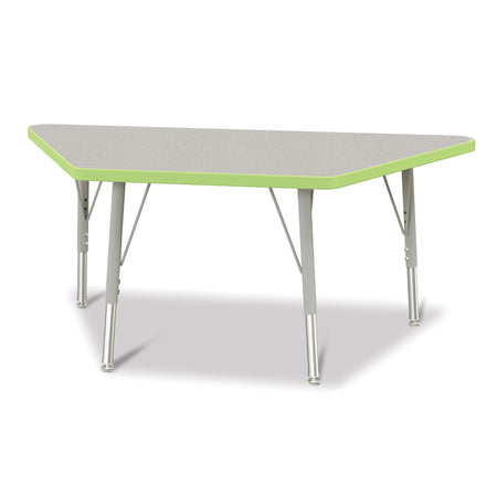 6438JCE130, Berries Trapezoid Activity Tables - 24" X 48", E-height - Freckled Gray/Key Lime/Gray