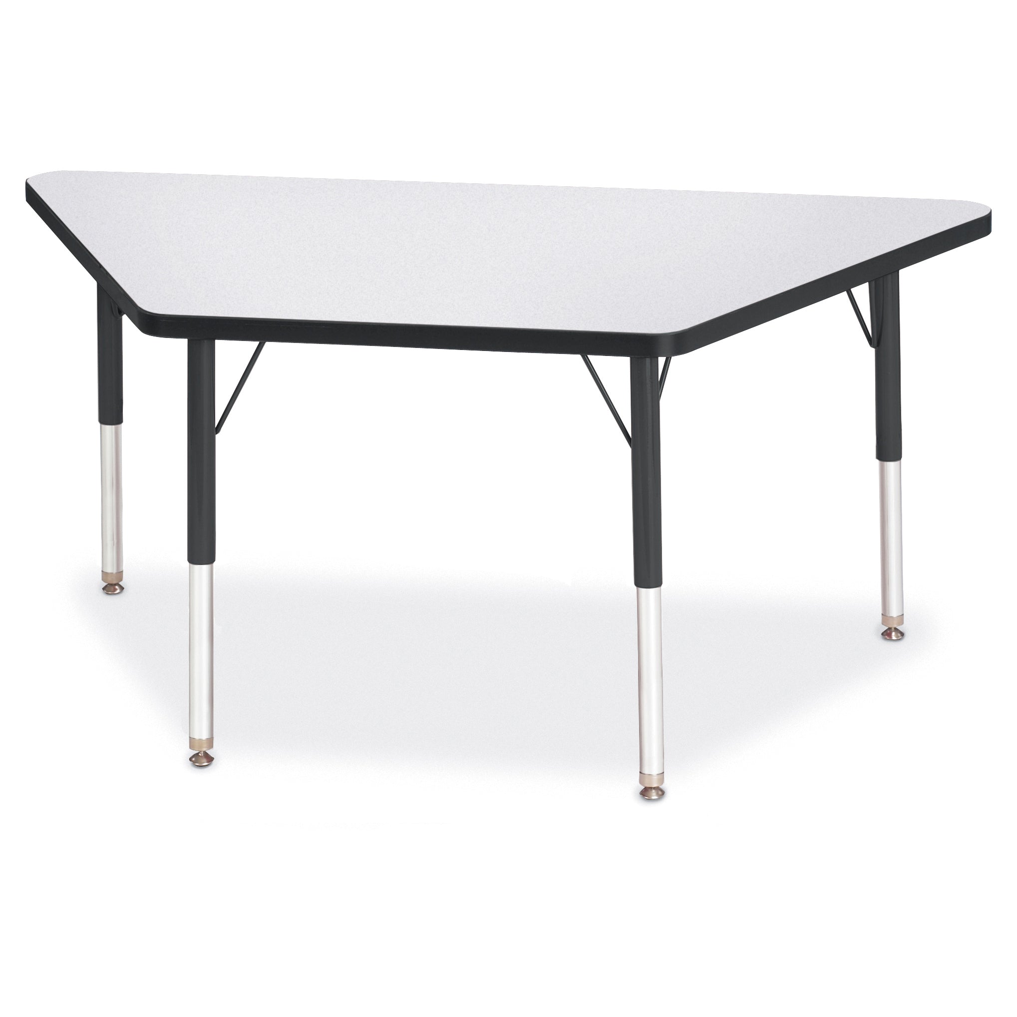6438JCE180, Berries Trapezoid Activity Tables - 24" X 48", E-height - Freckled Gray/Black/Black