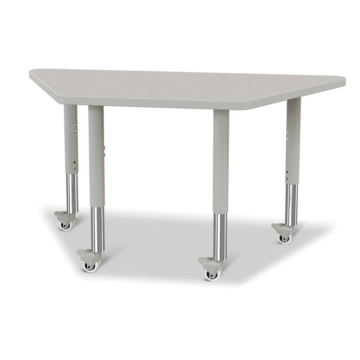6438JCM000, Berries Trapezoid Activity Tables - 24" X 48", Mobile - Freckled Gray/Gray/Gray