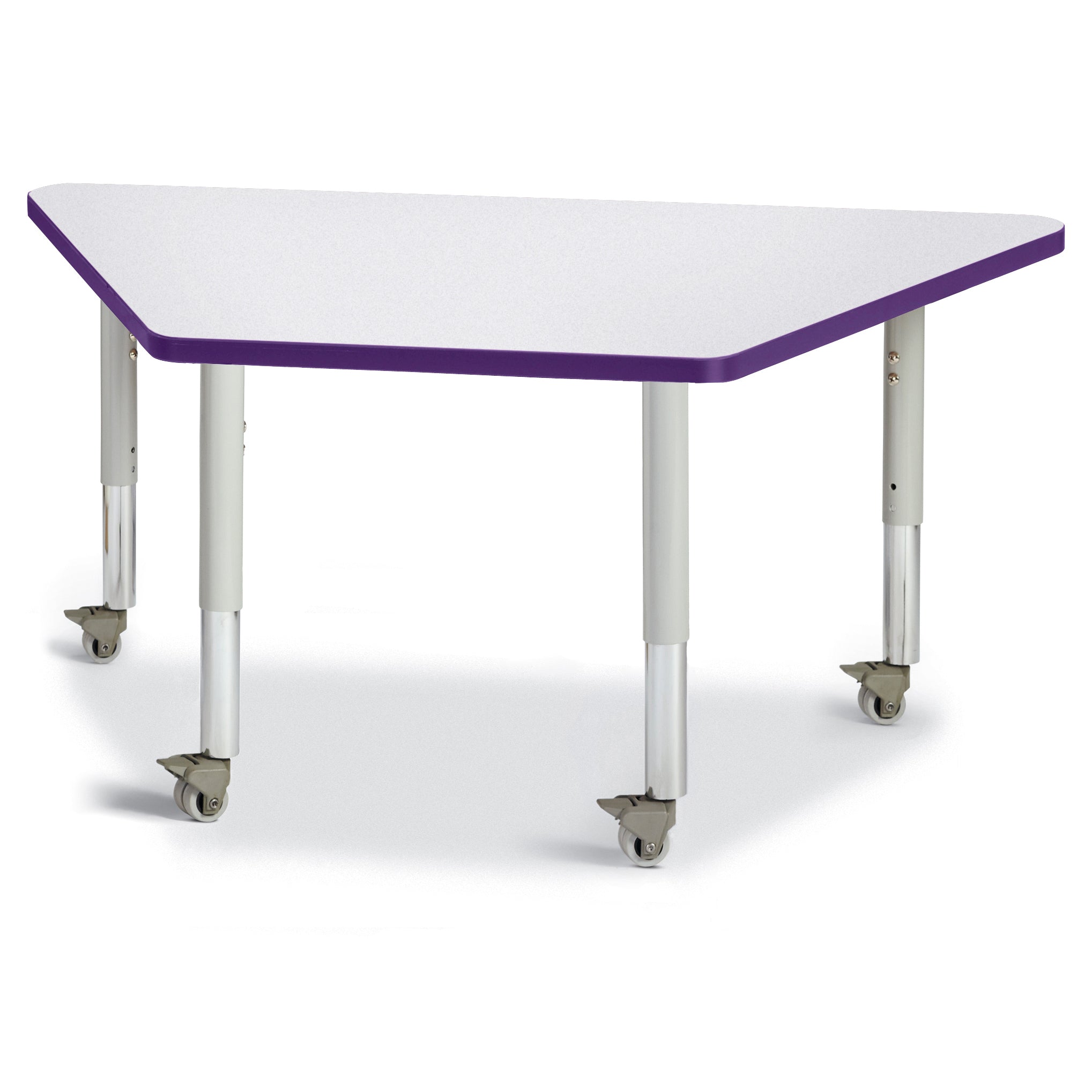 6438JCM004, Berries Trapezoid Activity Tables - 24" X 48", Mobile - Freckled Gray/Purple/Gray