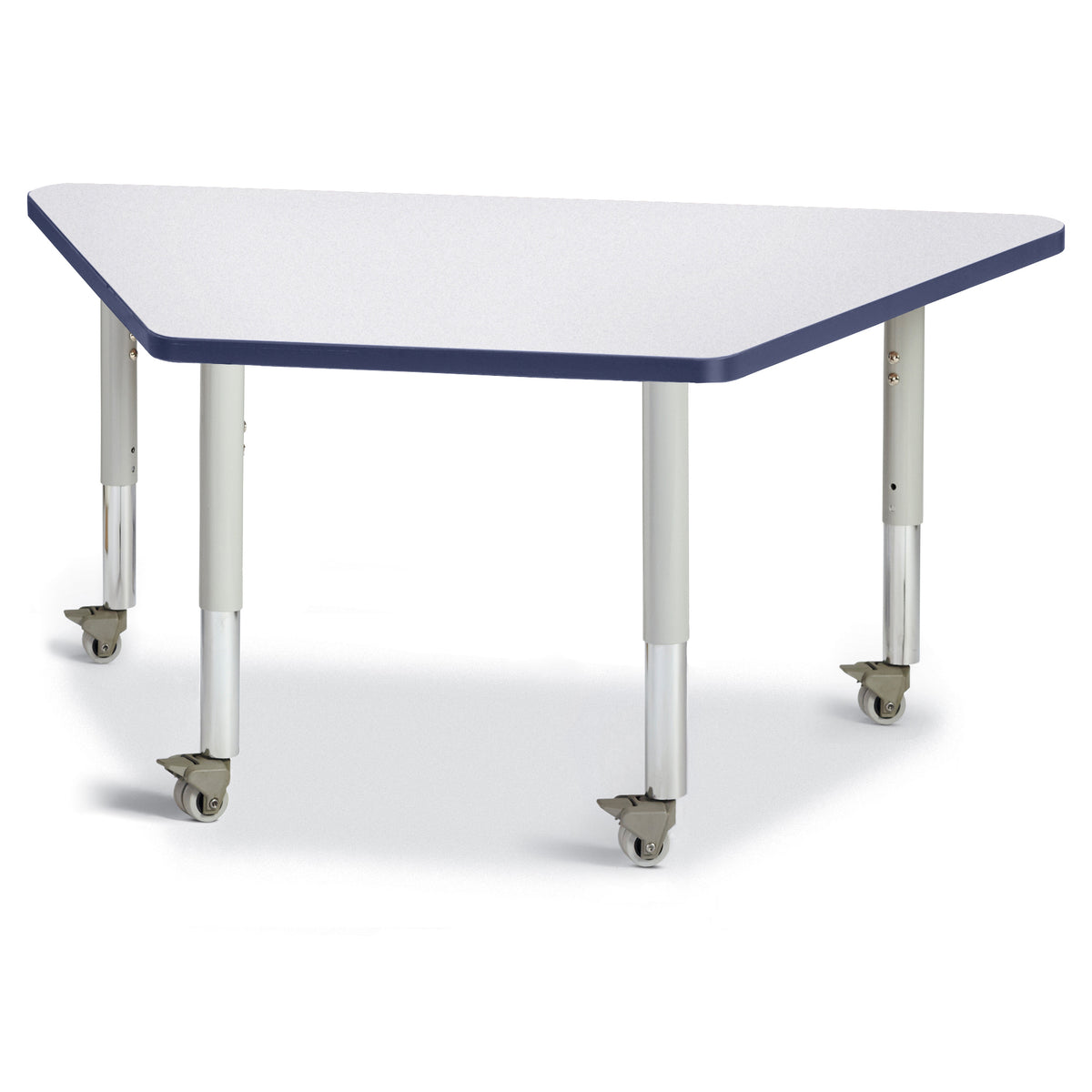 6438JCM112, Berries Trapezoid Activity Tables - 24" X 48", Mobile - Freckled Gray/Navy/Gray