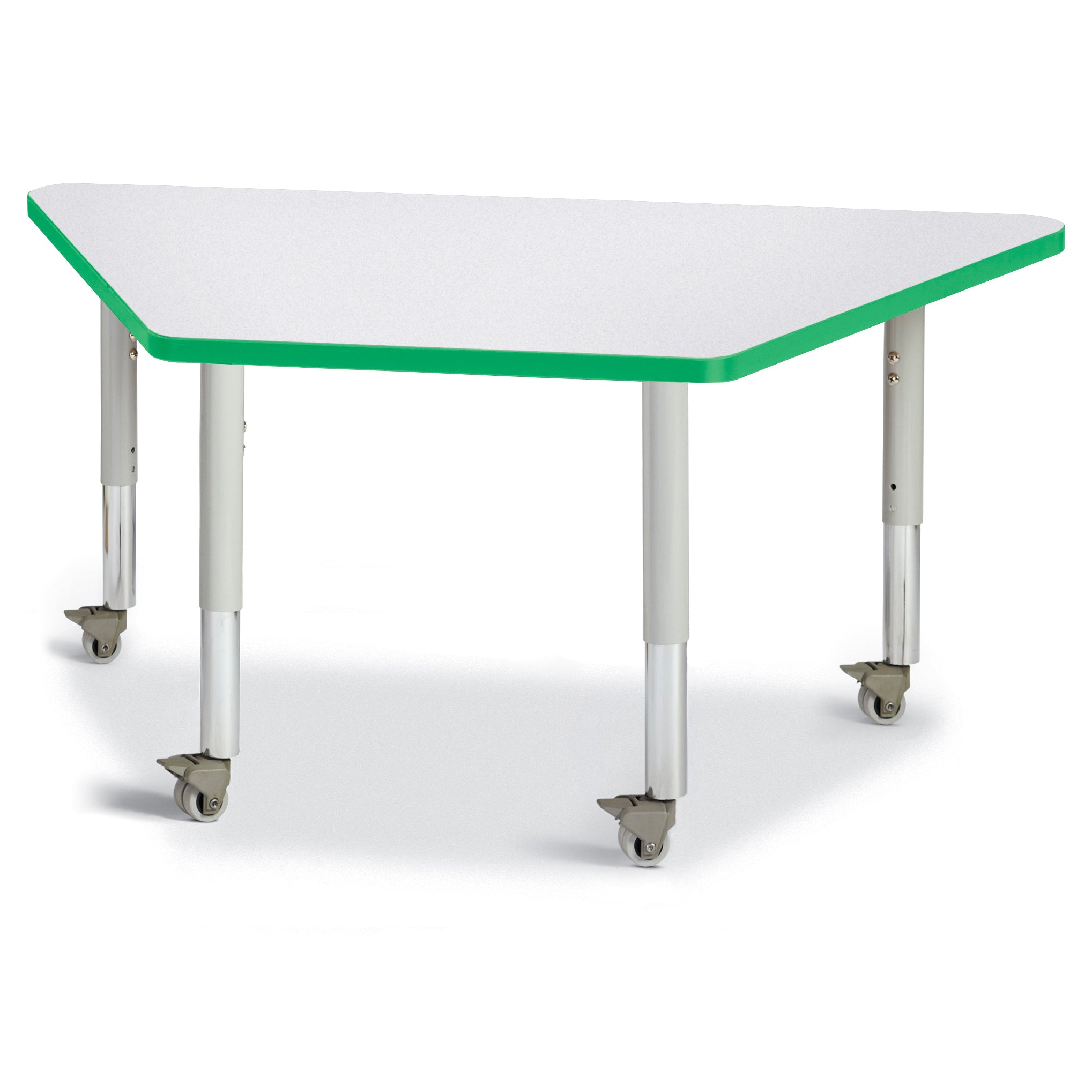 6438JCM119, Berries Trapezoid Activity Tables - 24" X 48", Mobile - Freckled Gray/Green/Gray