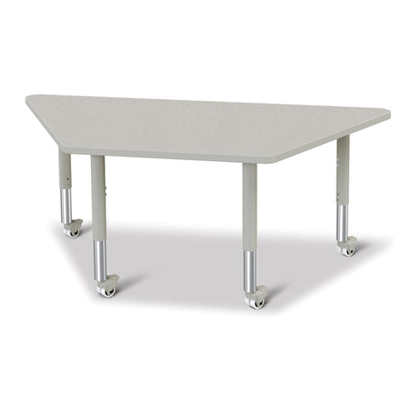 6443JCM000, Berries Trapezoid Activity Tables - 30" X 60", Mobile - Freckled Gray/Gray/Gray