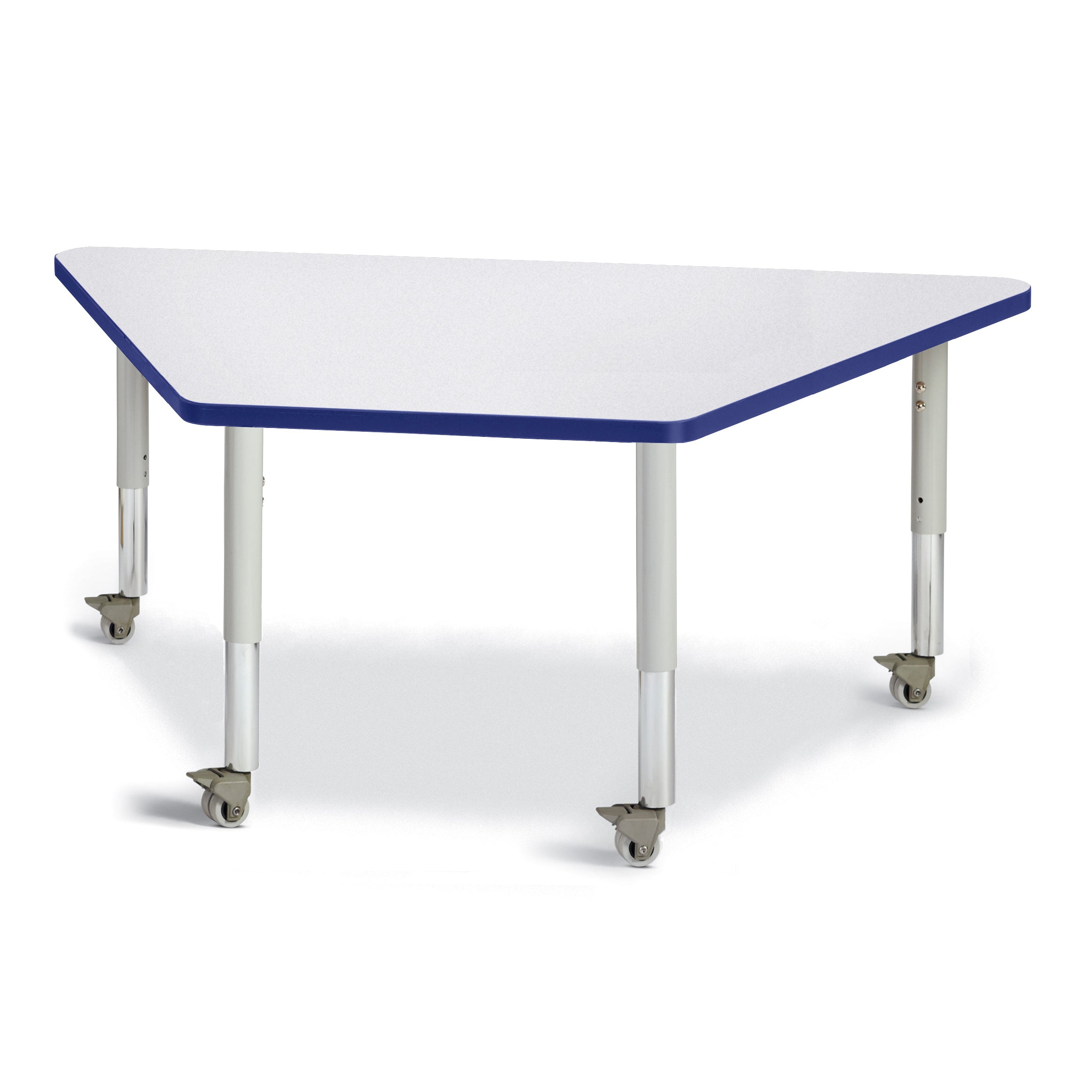 6443JCM003, Berries Trapezoid Activity Tables - 30" X 60", Mobile - Freckled Gray/Blue/Gray