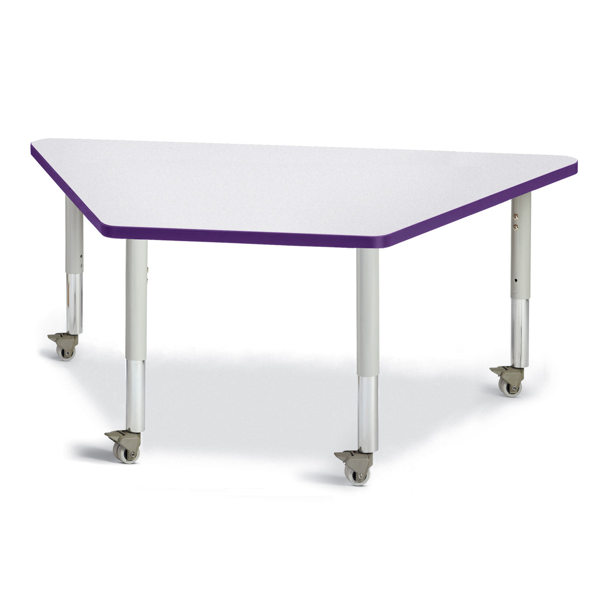 6443JCM004, Berries Trapezoid Activity Tables - 30" X 60", Mobile - Freckled Gray/Purple/Gray
