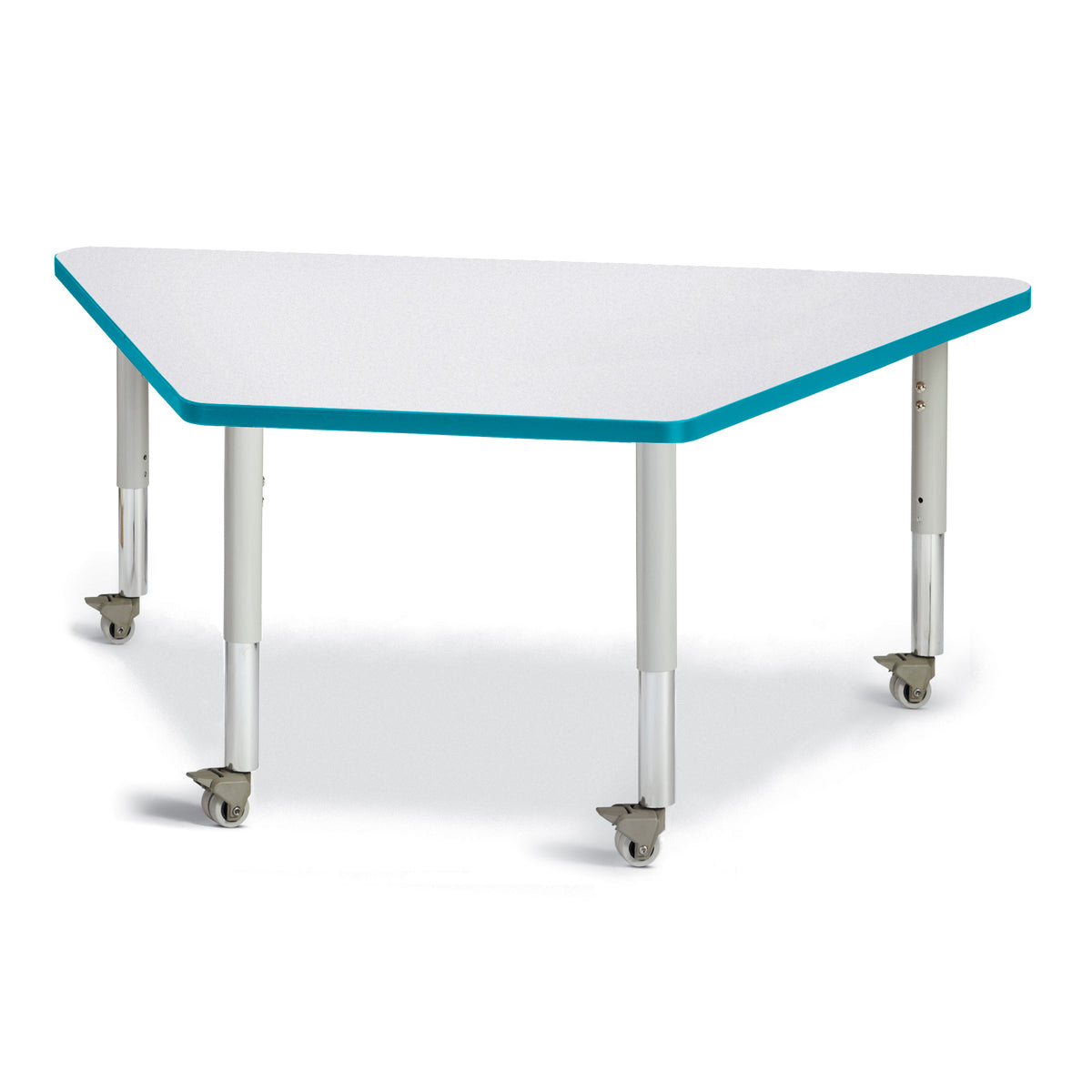 6443JCM005, Berries Trapezoid Activity Tables - 30" X 60", Mobile - Freckled Gray/Teal/Gray