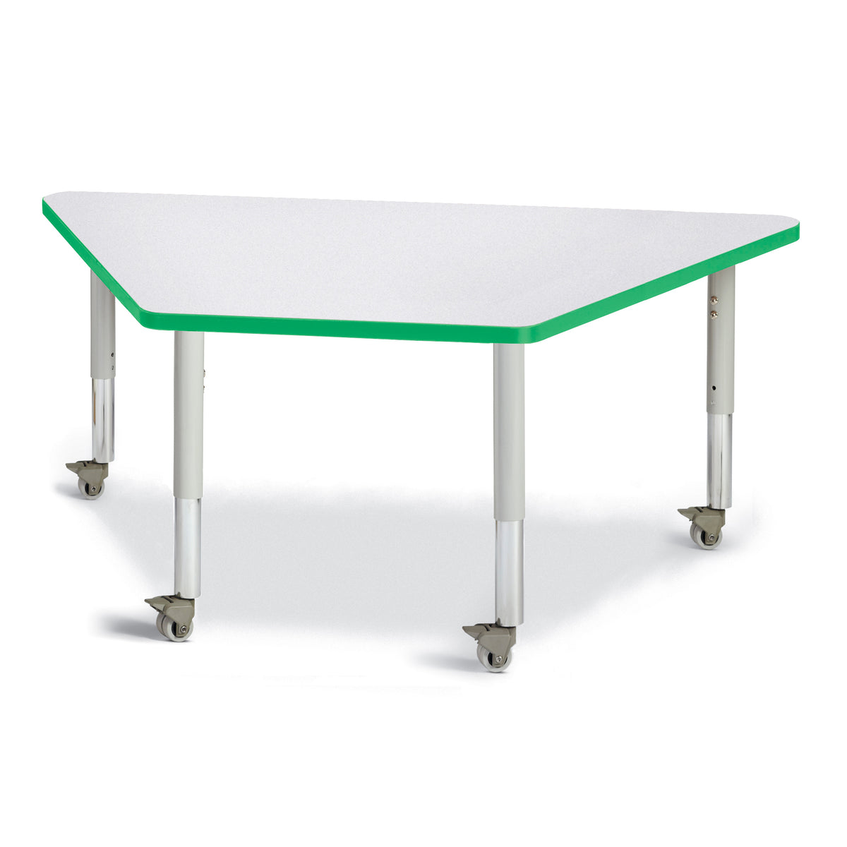 6443JCM119, Berries Trapezoid Activity Tables - 30" X 60", Mobile - Freckled Gray/Green/Gray