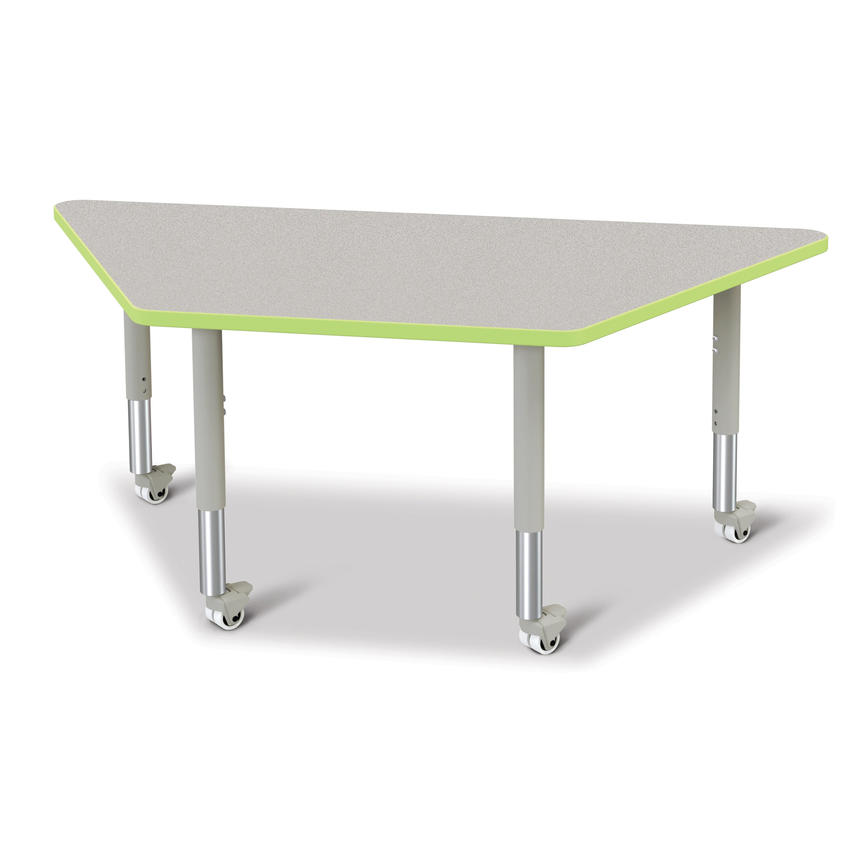 6443JCM130, Berries Trapezoid Activity Tables - 30" X 60", Mobile - Freckled Gray/Key Lime/Gray
