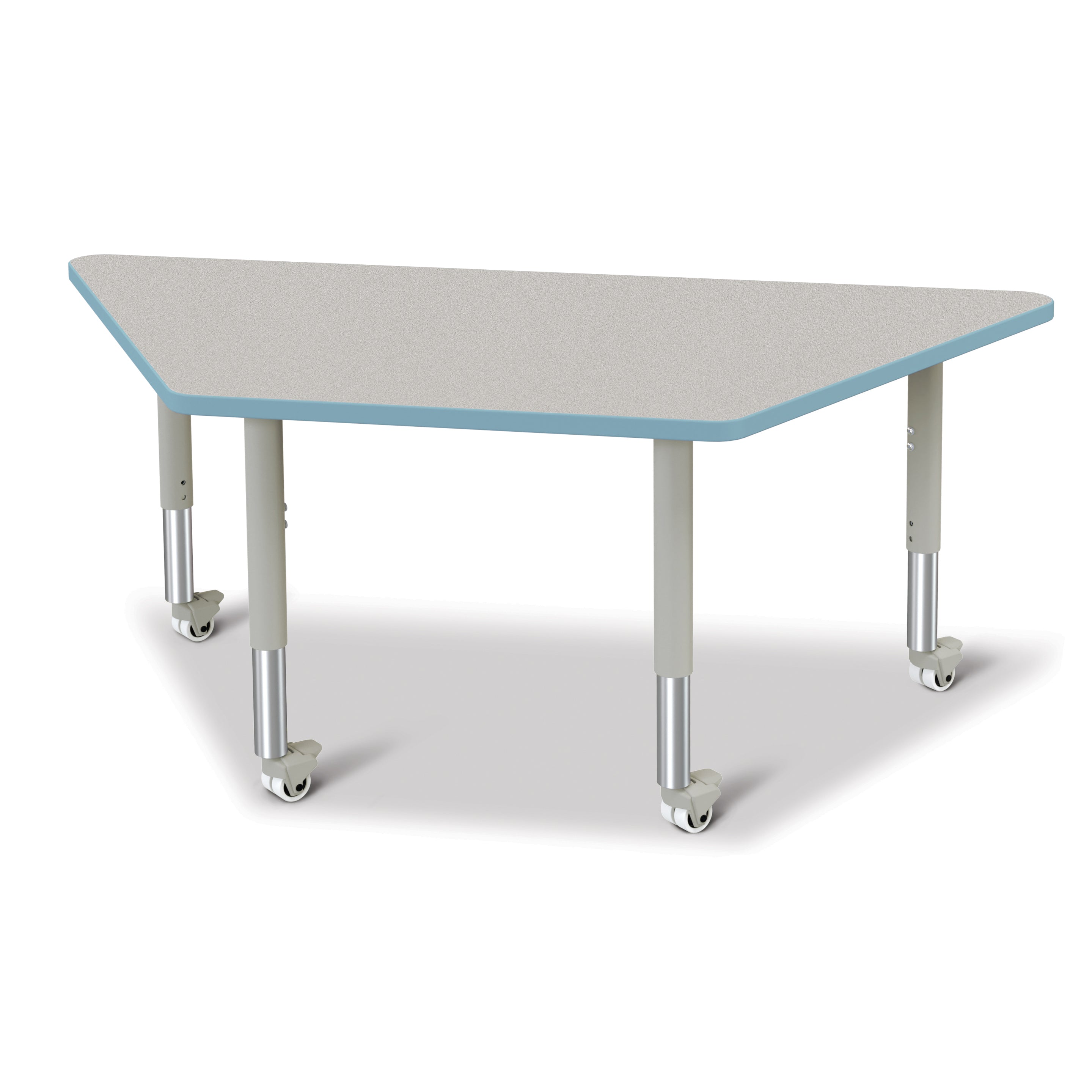 6443JCM131, Berries Trapezoid Activity Tables - 30" X 60", Mobile - Freckled Gray/Coastal Blue/Gray