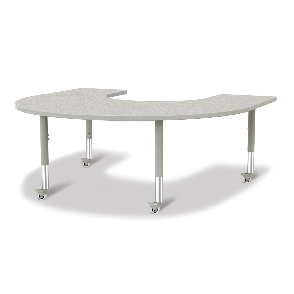 6445JCM000, Berries Horseshoe Activity Table - 66" X 60", Mobile - Freckled Gray/Gray/Gray