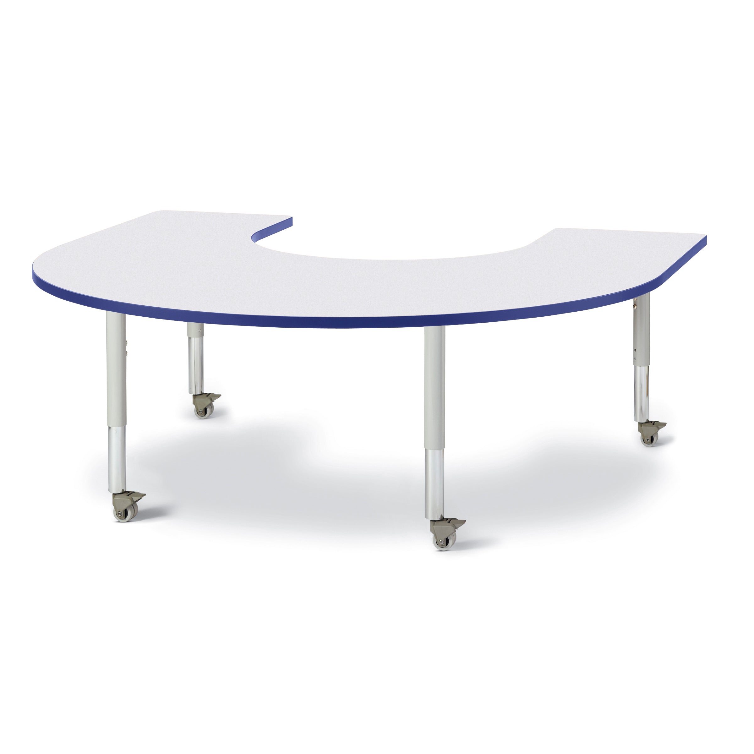 6445JCM003, Berries Horseshoe Activity Table - 66" X 60", Mobile - Freckled Gray/Blue/Gray