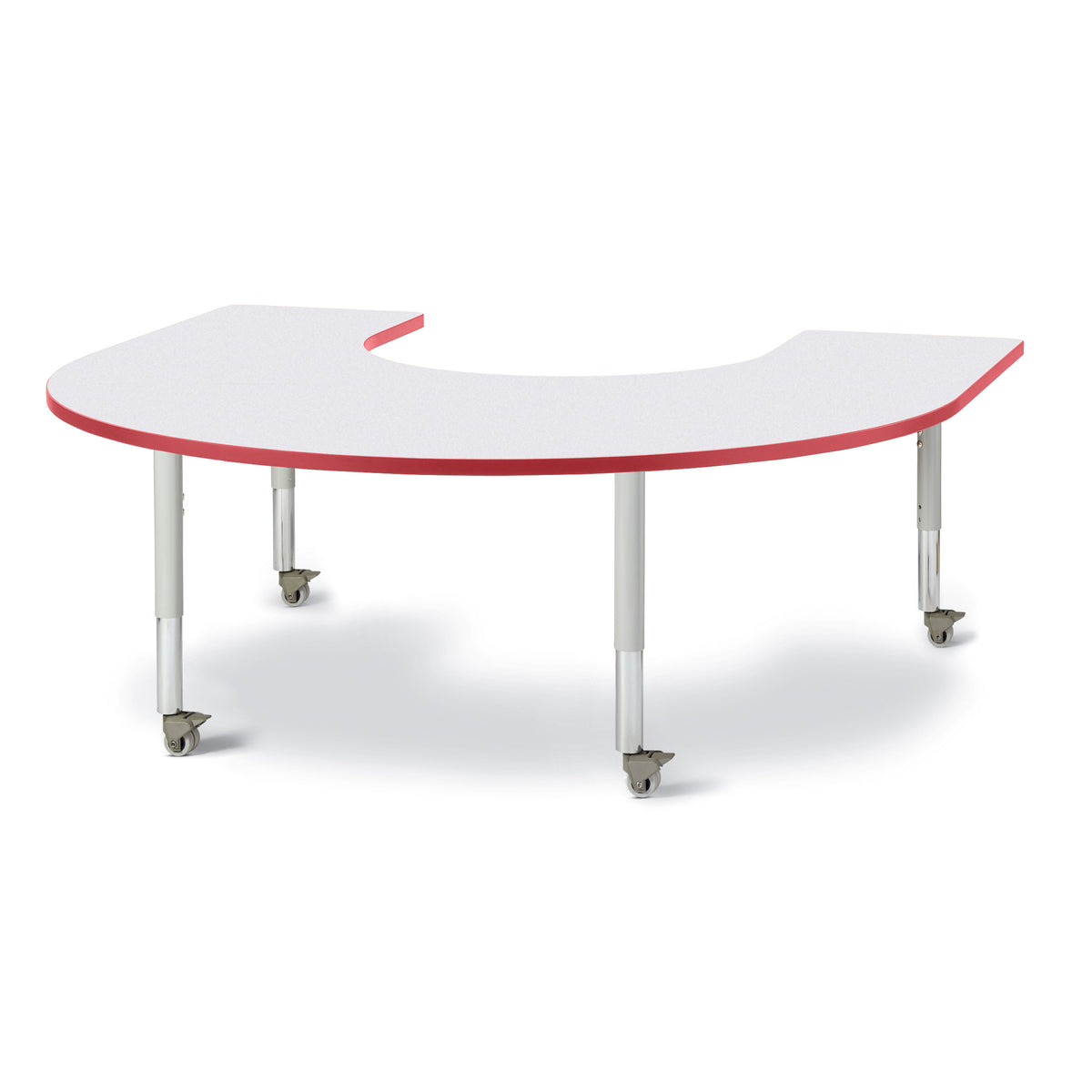 6445JCM008, Berries Horseshoe Activity Table - 66" X 60", Mobile - Freckled Gray/Red/Gray