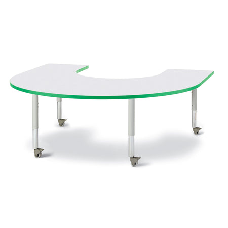 6445JCM119, Berries Horseshoe Activity Table - 66" X 60", Mobile - Freckled Gray/Green/Gray