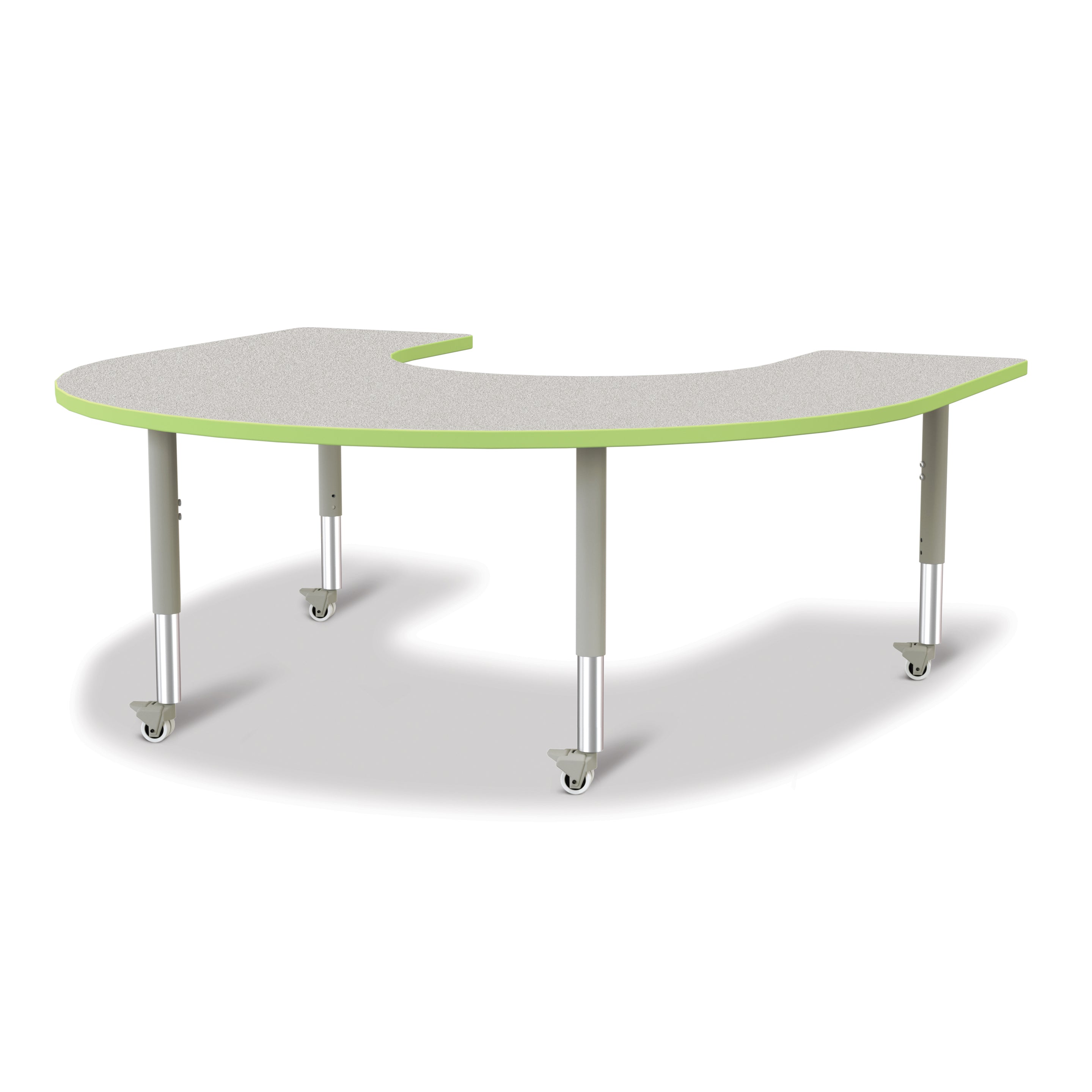 6445JCM130, Berries Horseshoe Activity Table - 66" X 60", Mobile - Freckled Gray/Key Lime/Gray