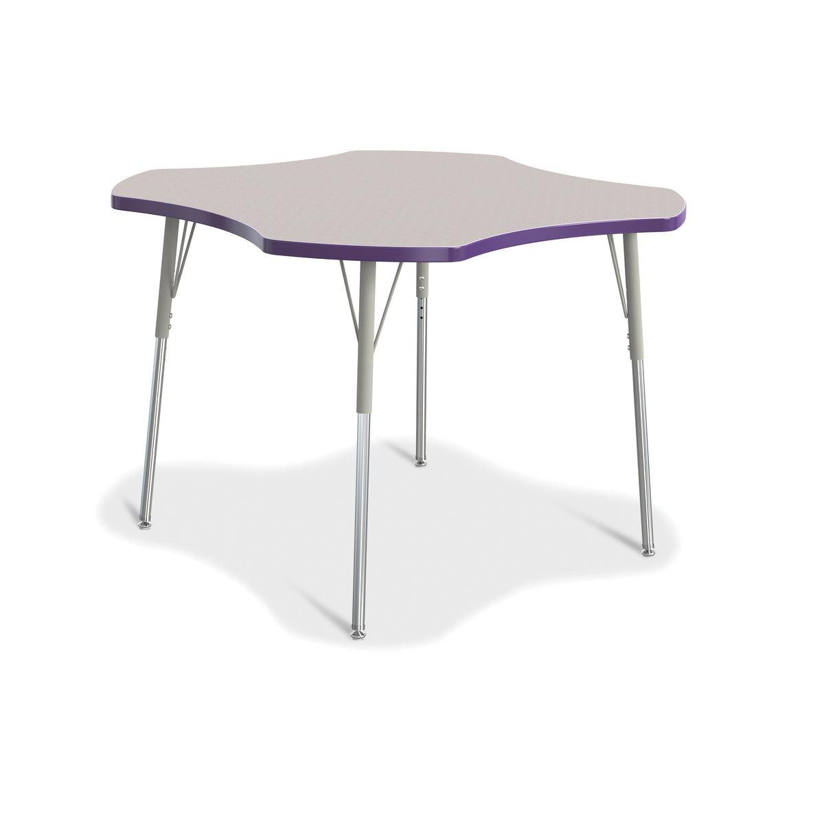 6453JCA004, Berries Four Leaf Activity Table, A-height - Freckled Gray/Purple/Gray