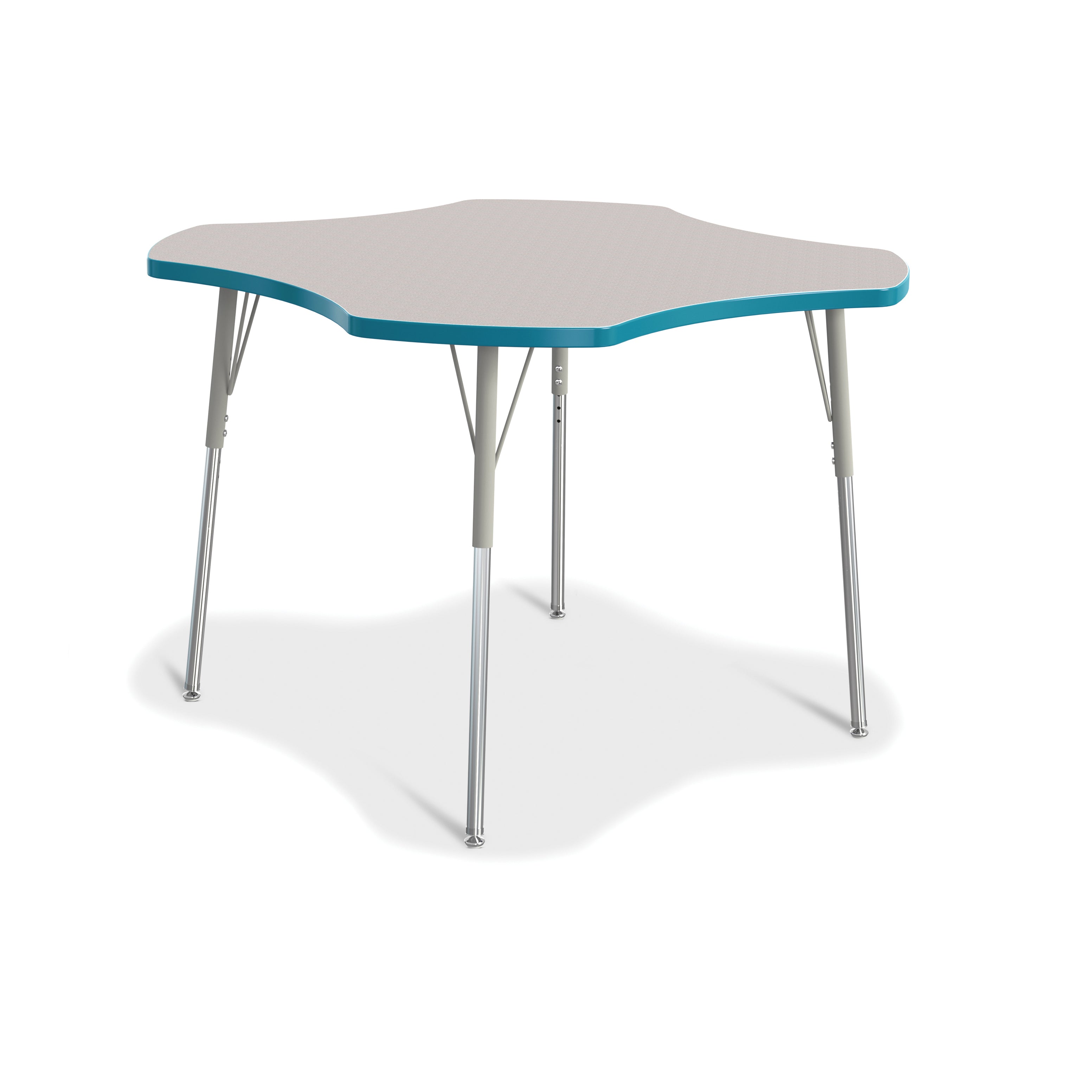 6453JCA005, Berries Four Leaf Activity Table, A-height - Freckled Gray/Teal/Gray