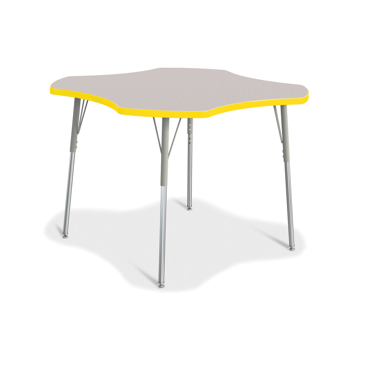 6453JCA007, Berries Four Leaf Activity Table, A-height - Freckled Gray/Yellow/Gray