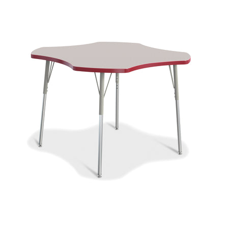 6453JCA008, Berries Four Leaf Activity Table, A-height - Freckled Gray/Red/Gray