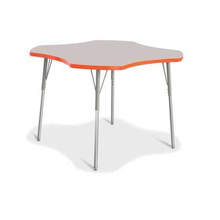 6453JCA114, Berries Four Leaf Activity Table, A-height - Freckled Gray/Orange/Gray