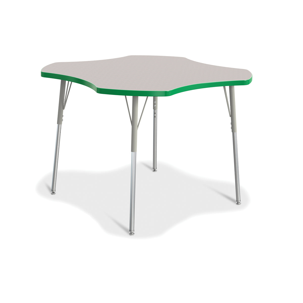 6453JCA119, Berries Four Leaf Activity Table, A-height - Freckled Gray/Green/Gray