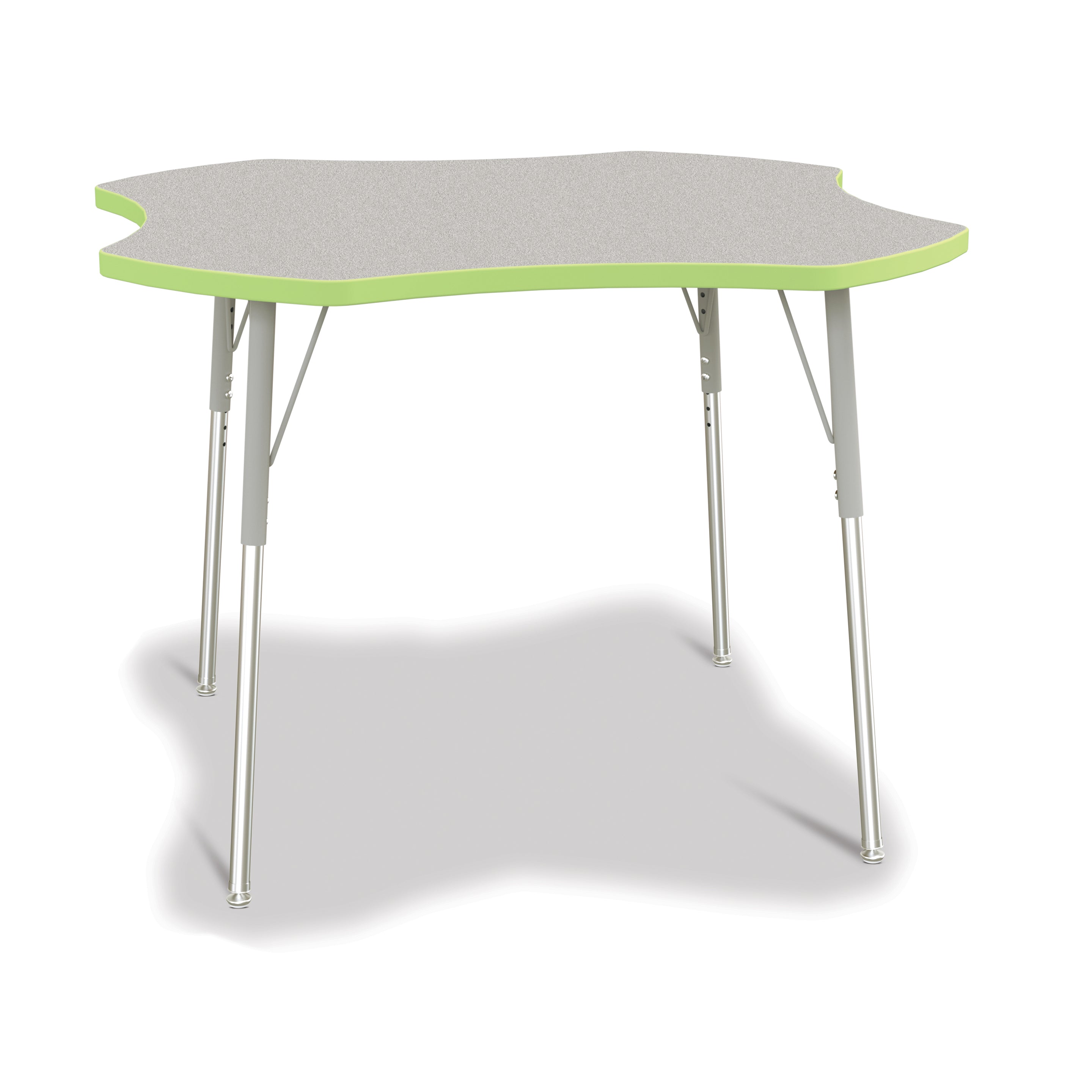 6453JCA130, Berries Four Leaf Activity Table, A-height - Freckled Gray/Key Lime/Gray