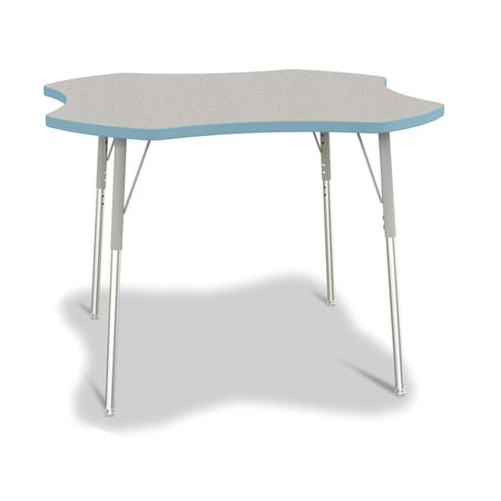 6453JCA131, Berries Four Leaf Activity Table, A-height - Freckled Gray/Coastal Blue/Gray