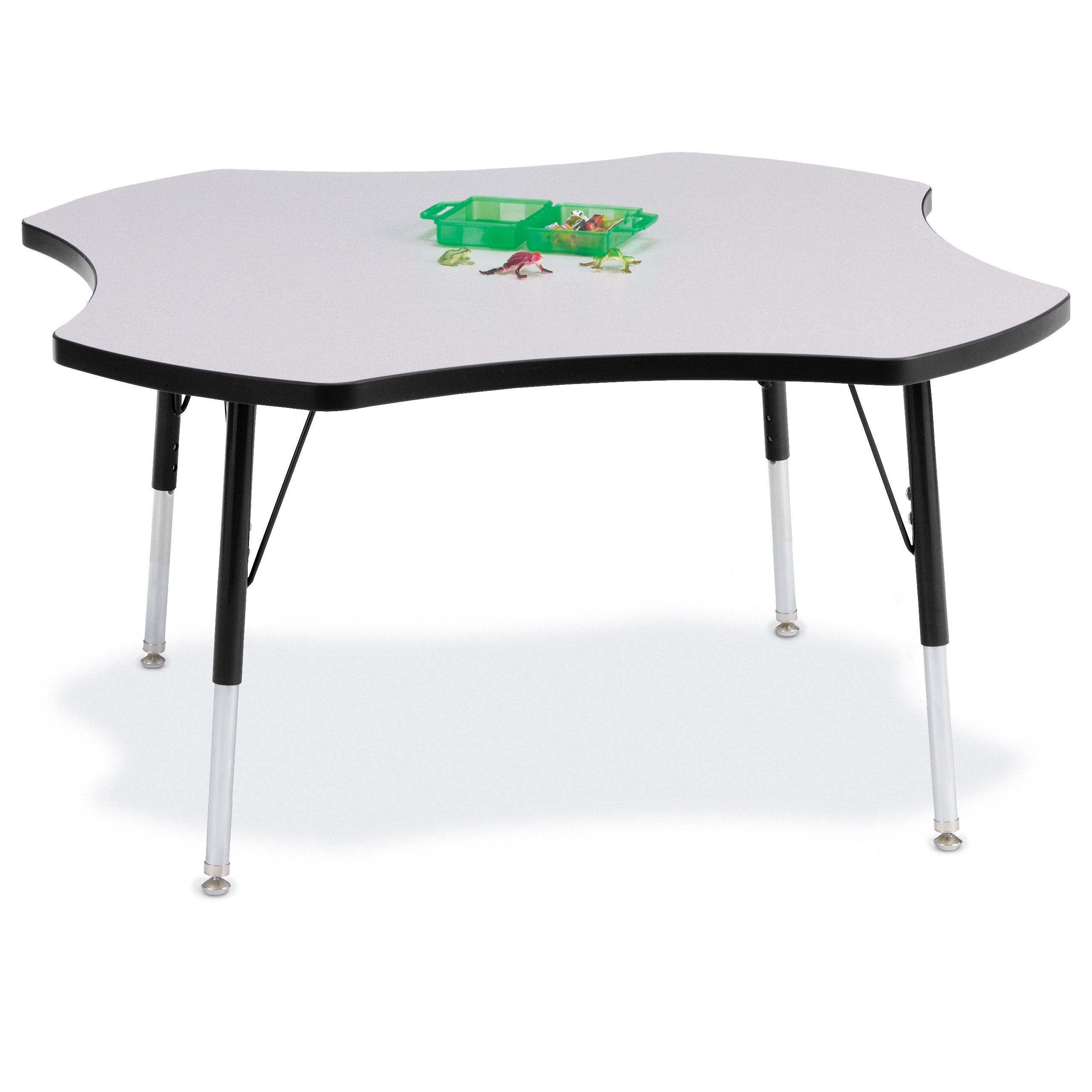 6453JCA180, Berries Four Leaf Activity Table, A-height - Freckled Gray/Black/Black