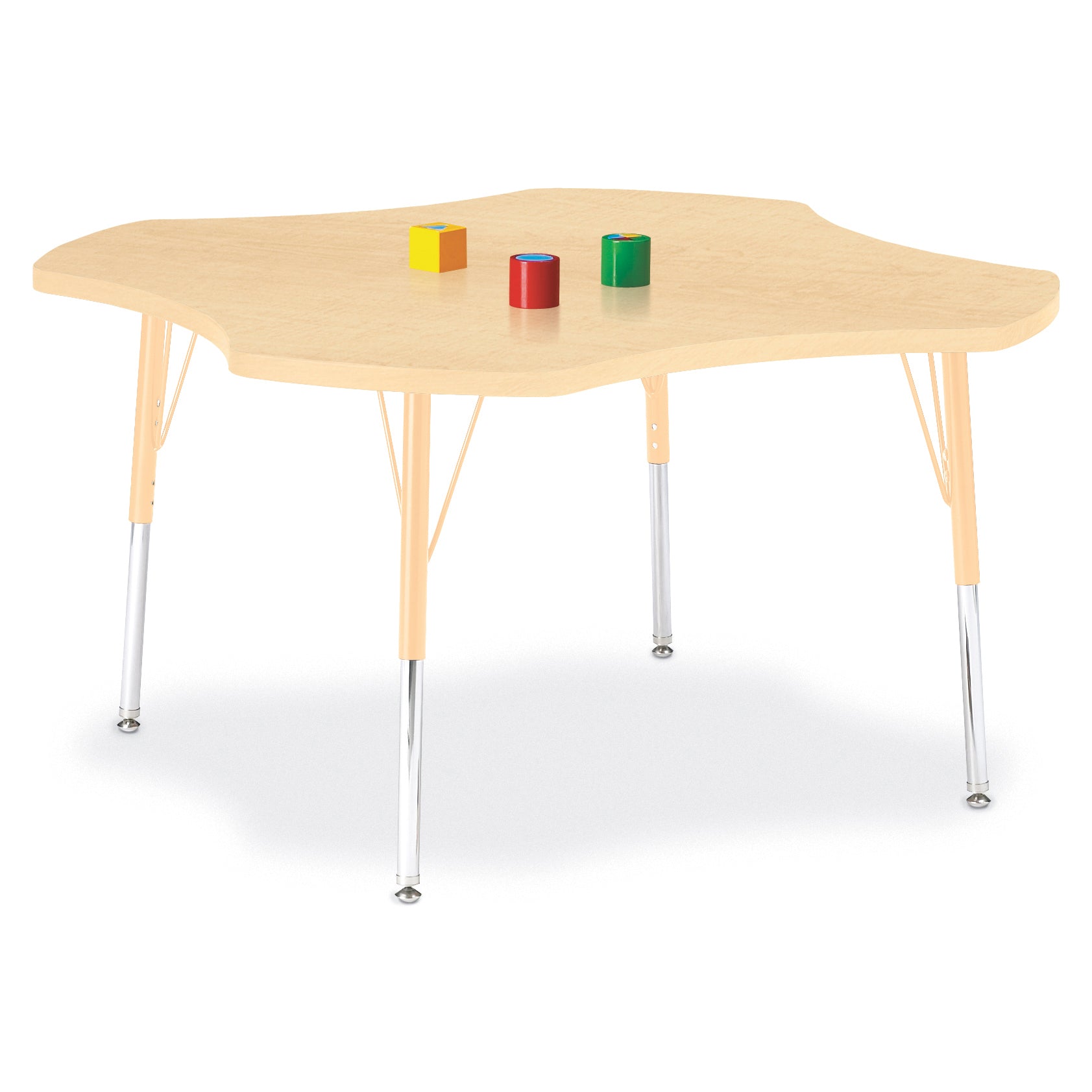 6453JCA251, Berries Four Leaf Activity Table, A-height - Maple/Maple/Camel