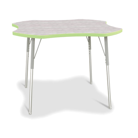 6453JCA451, Berries Four Leaf Activity Table - A-height - Driftwood Gray/Key Lime/Gray