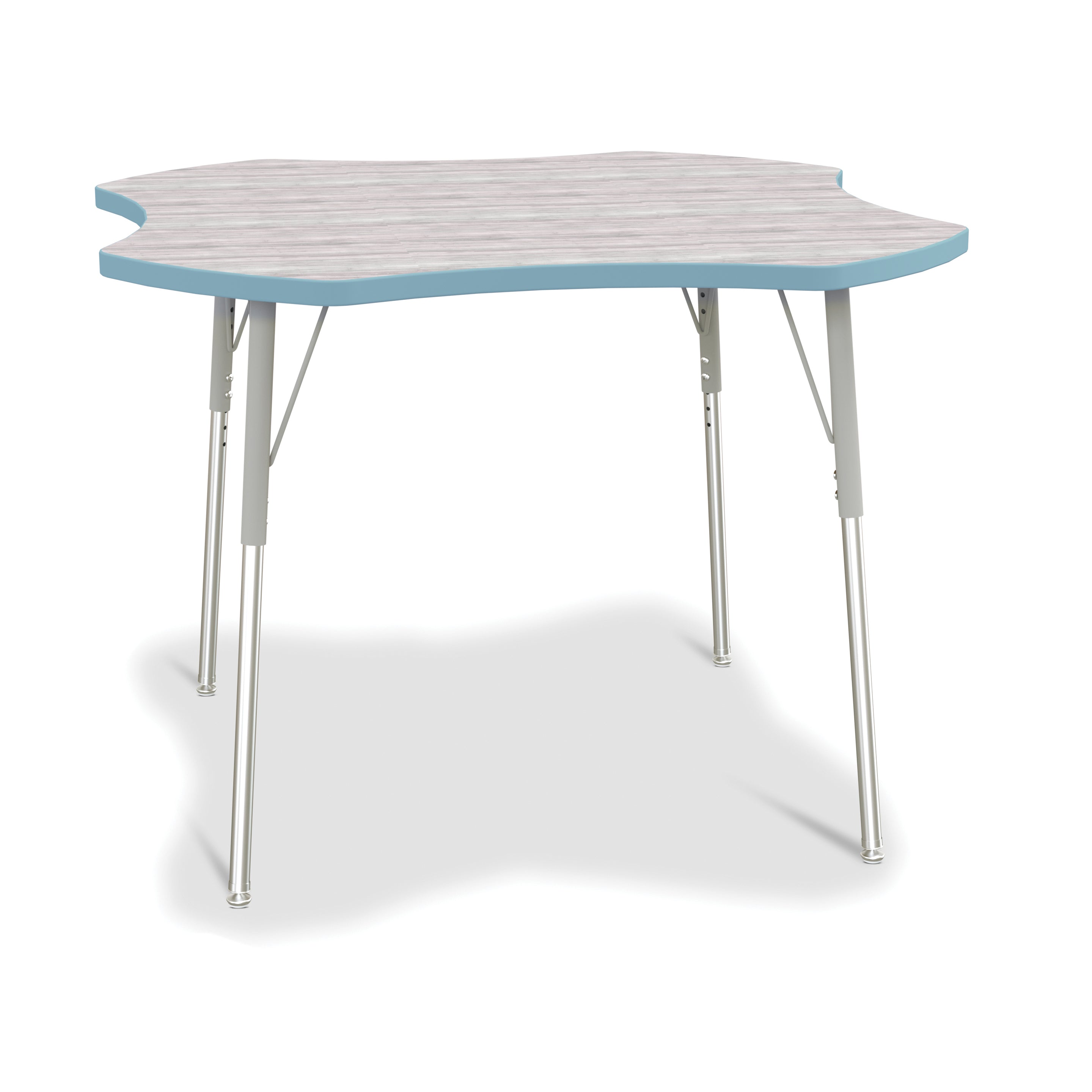 6453JCA452, Berries Four Leaf Activity Table - A-height - Driftwood Gray/Coastal Blue/Gray