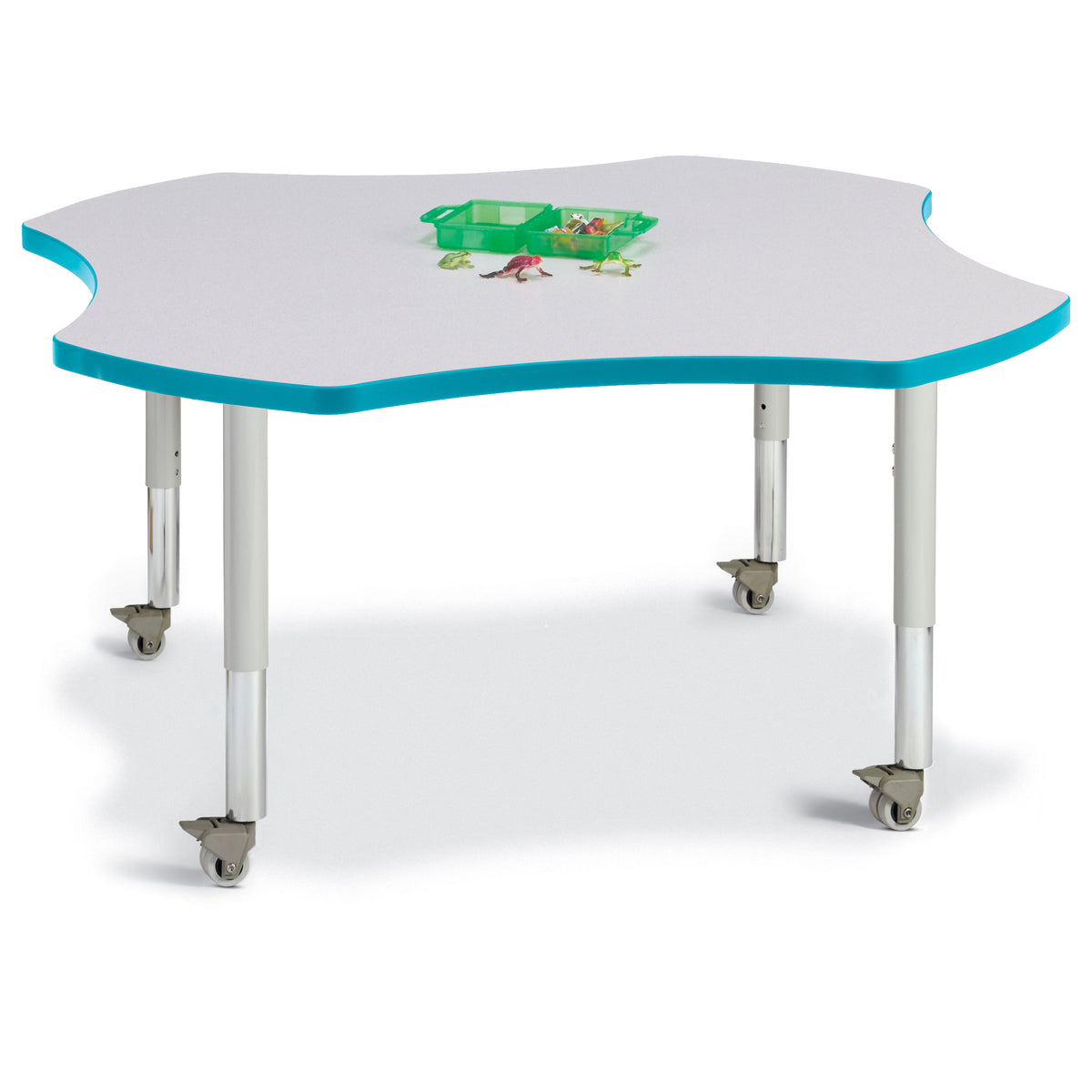 6453JCM005, Berries Four Leaf Activity Table, Mobile - Freckled Gray/Teal/Gray
