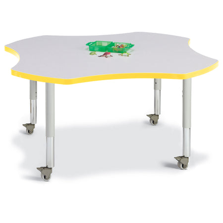 6453JCM007, Berries Four Leaf Activity Table, Mobile - Freckled Gray/Yellow/Gray