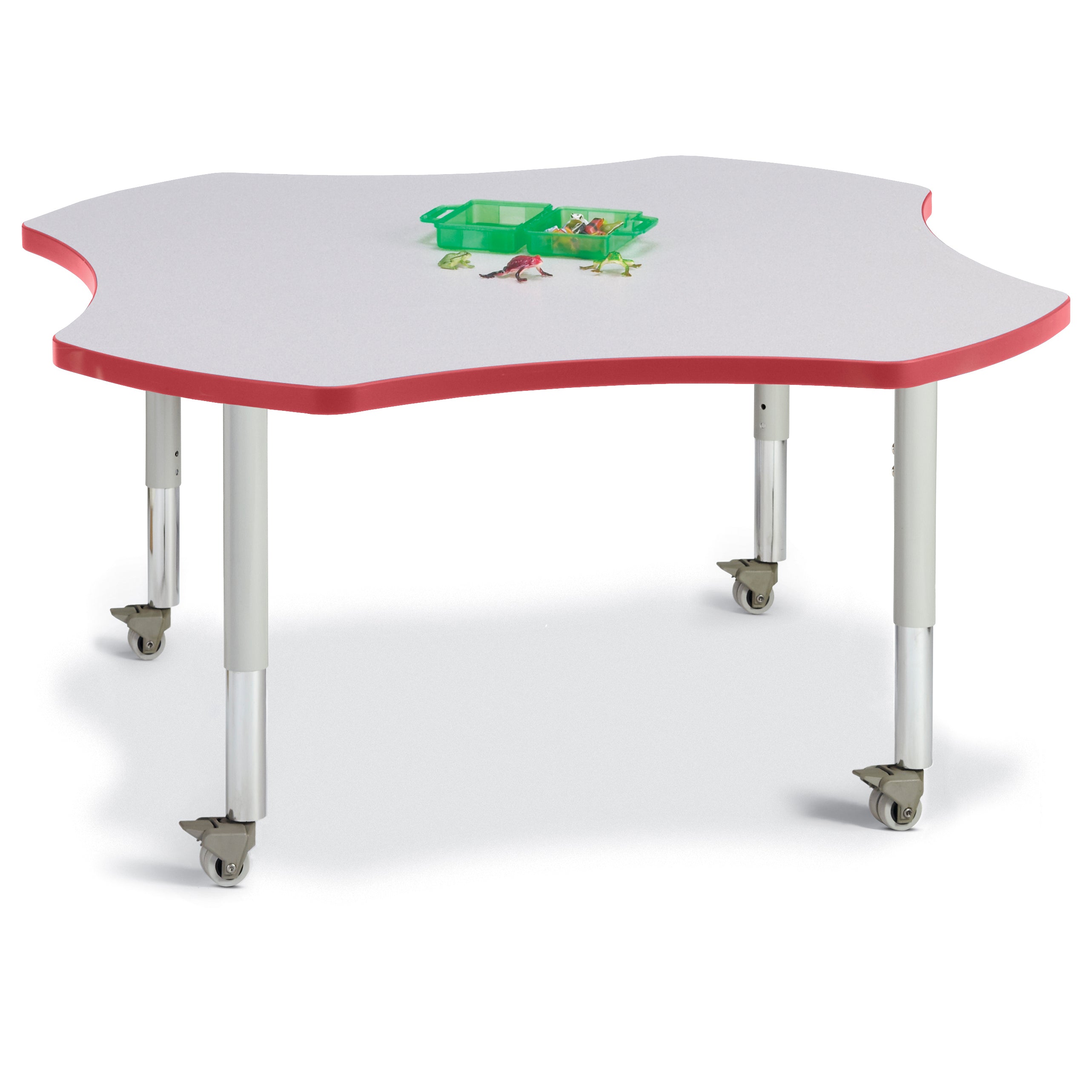 6453JCM008, Berries Four Leaf Activity Table, Mobile - Freckled Gray/Red/Gray