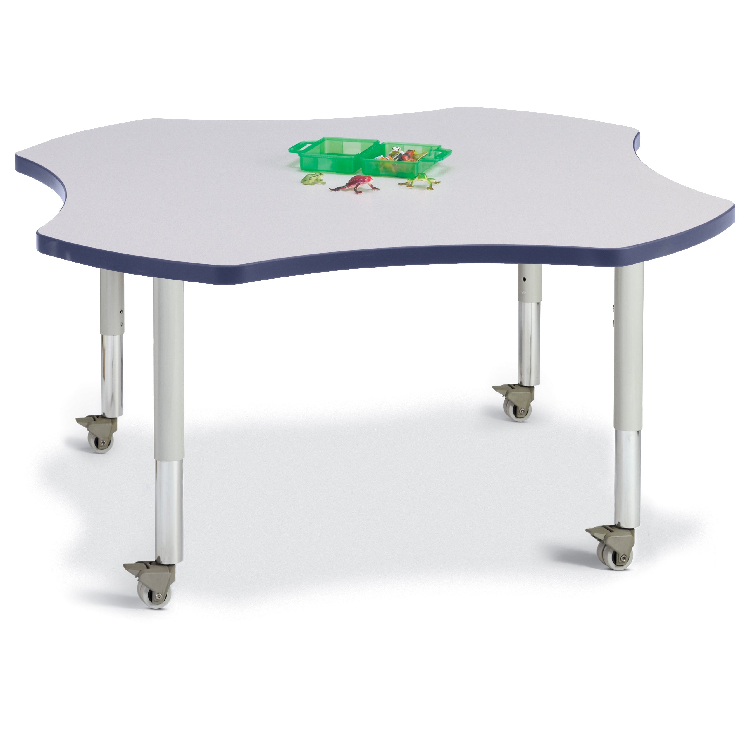 6453JCM112, Berries Four Leaf Activity Table, Mobile - Freckled Gray/Navy/Gray