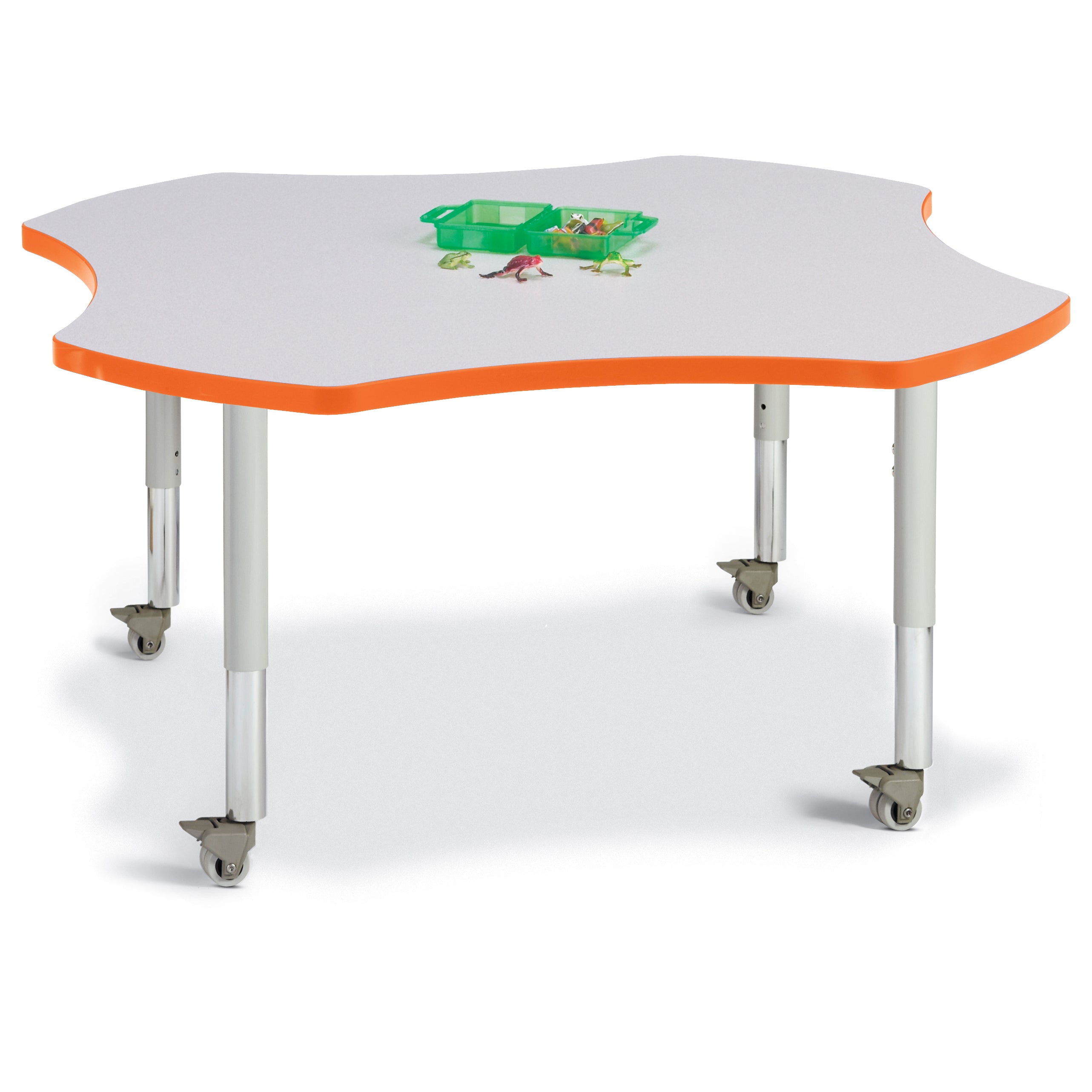 6453JCM114, Berries Four Leaf Activity Table, Mobile - Freckled Gray/Orange/Gray